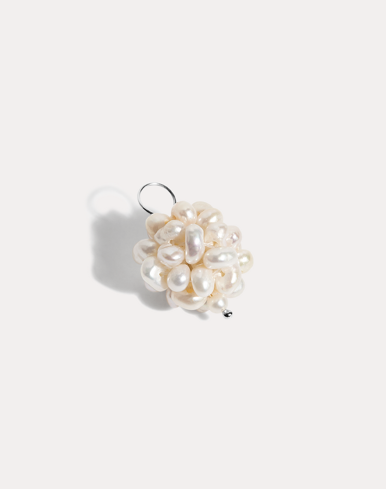 Pearl Puff Large Earring Charm in Silver